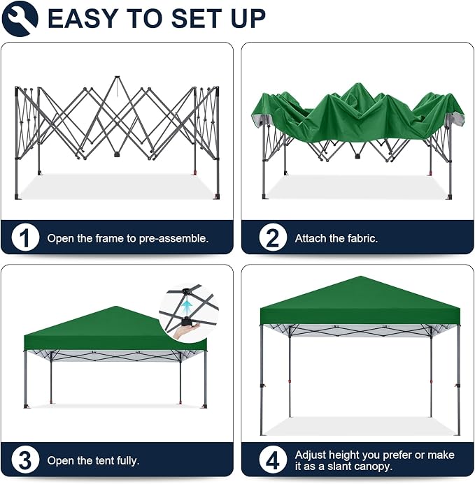 COOSHADE Durable Easy Pop Up Canopy Tent 10x10Ft, Forest Green