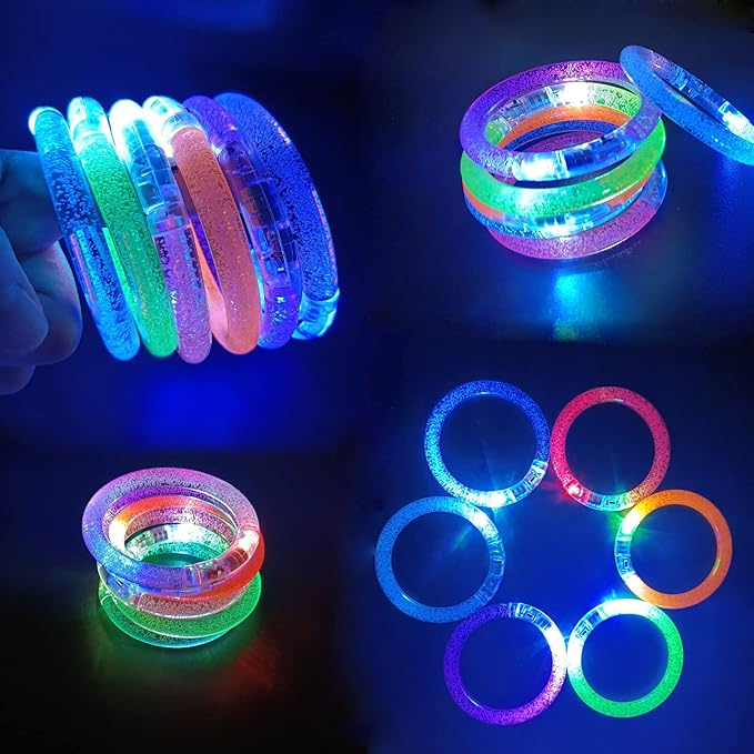 60 Pcs Glow In The Dark Bracelets, 6 Colors LED Bracelets Bulk for Adults, Glow Neon Party Supplies for Carnival Halloween Christmas Birthday Wedding