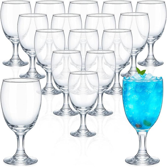 Patelai Set of 18 Water Goblet, 16 oz Clear Drinking Glasses Bulk Dishwasher Safe, Stemmed Water Glass for Juice Wine Beer Tea Sangria Cold Beverages, Reusable Glassware for Home Party Restaurant