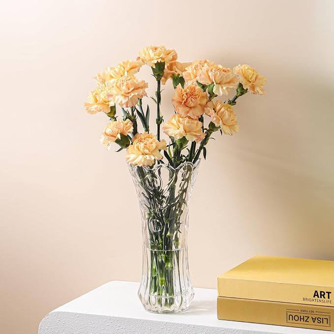 JASVIC 12 Inch Crystal Vase for Flowers with Luxury Gift Box, Pearl Design, Large Crystal Clear Glass Vase Suitable for Home Office Decor, Birthday, Wedding Anniversary or Mother's Day