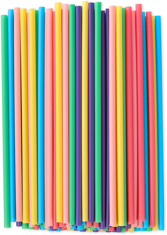 [300 Pcs] Biodegradable Compostable Disposable Colorful Straws - PLA Plant Based Drinking Straws for Juice Coffee Cocktail Cold Drinks (8.25" LongX0.23" Wide)