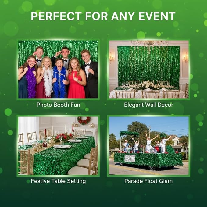 Green Metallic Floral Sheeting Backdrop (3 ft x 15 ft) VBS 2026
