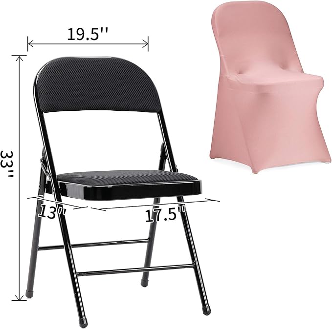 Peomeise Stretch Spandex Folding Chair Cover for Wedding Party Dining Banquet Event (Dusty Pink,25pcs)