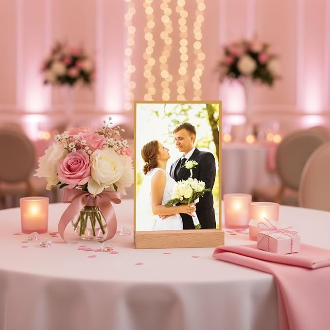 Vinsot 16 Pack 5x7 Inch Gold Acrylic Sign with Base T Shape Sign Holder Vertical Blank Stands Desktop Display Plastic Menu Frame Double Sided Stand for Wedding Restaurant Party Decor