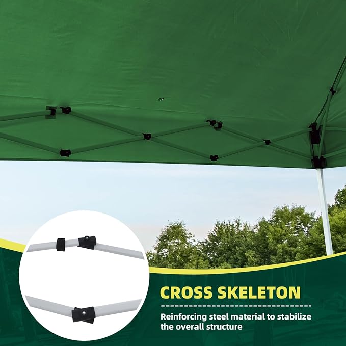 Durable 10 x 10 Pop-up Canopy Tent with 1 Sidewall, Portable Instant Camping Beach Canopy Tents, Green