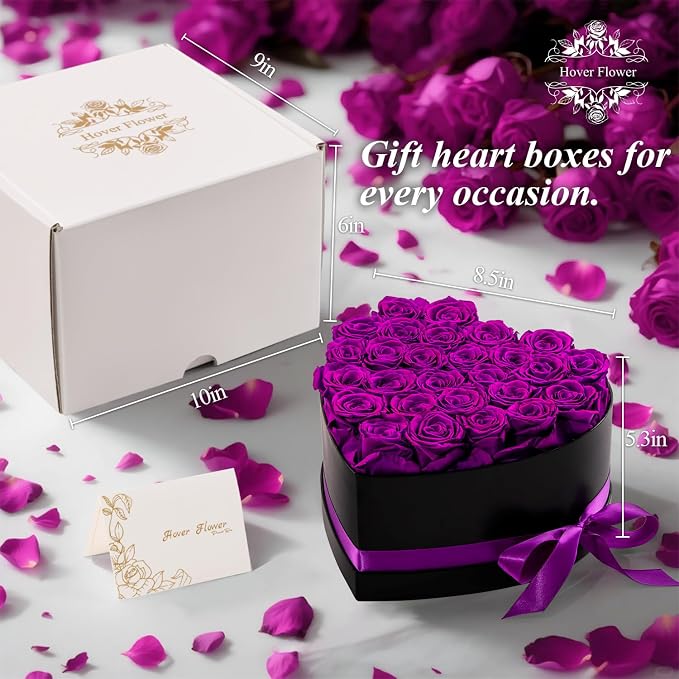 27 Forever Preserved Flowers in a Box, Vanlentines Day Gifts for Her, Eternal Roses Flowers for Delivery Prime, Birthday Gifts for Women Mom Grandma Wife (Purple)