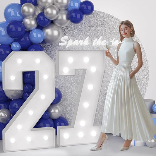 4FT 27 Marquee Numbers, Large Light Up Numbers 27 for 27th Birthday Decorations