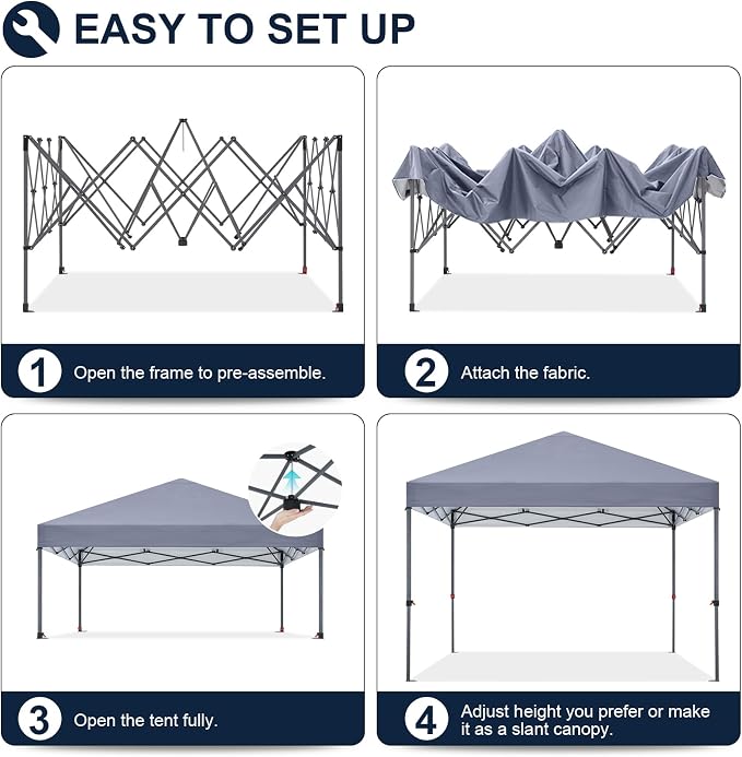 COOSHADE Durable Easy Pop Up Canopy Tent 10x10Ft, with 4 Sandbags(Grey)