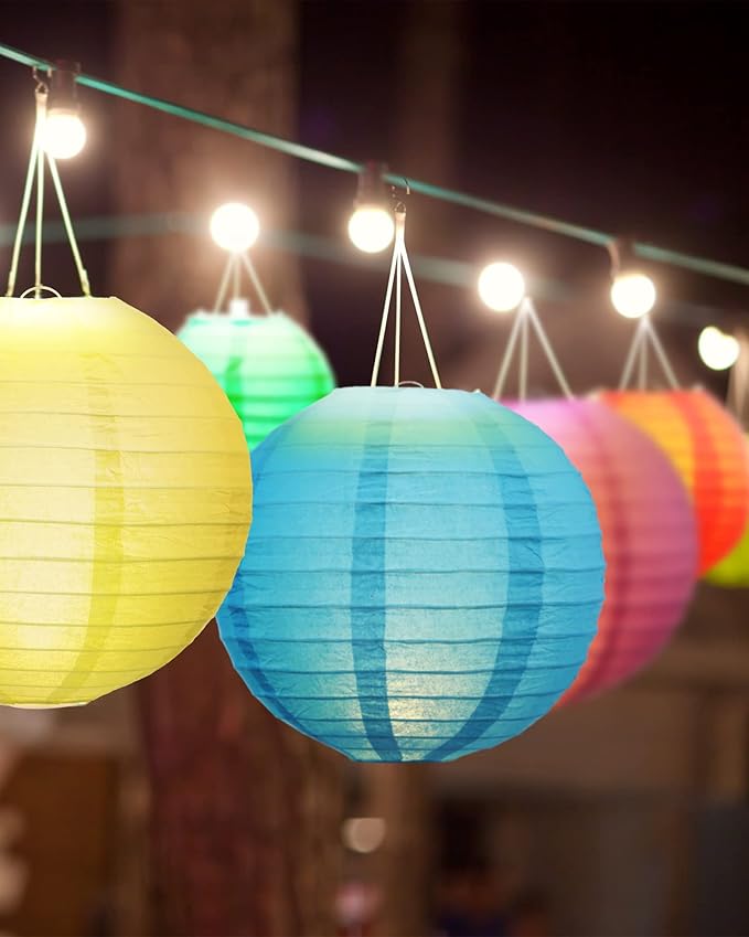 Treela 48 Pcs Paper Lanterns Party Decorations Chinese Round Paper Decor 4/6/8/10 Inch Asian Hanging Lamps Decorative for Graduate Wedding Birthday Party Bridal Parties Supplies(Multicolor)