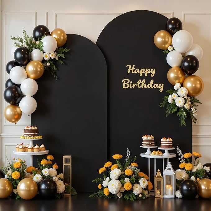 Black Red Arch Cover 7.2FT 6FT Wedding Arch Backdrop Covers Set of 2 Stretchy Spandex Balloon Arch Backdrop for Graduation Baby Bridal Shower Birthday Party Decor Anniversary Banquet Photo Background
