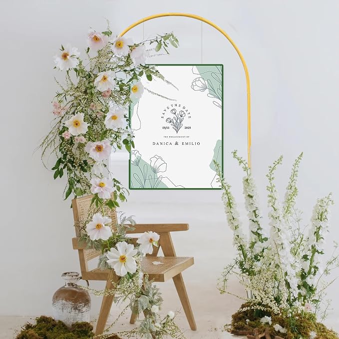 6.6 FT Metal Arch Backdrop Stand, Wedding Arch Backdrop Stand for Ceremony, Gold Wedding Balloon Arch Stand, Reusable Arch Frame Wedding for Birthday Party, Baby Shower and Ceremony Decoration
