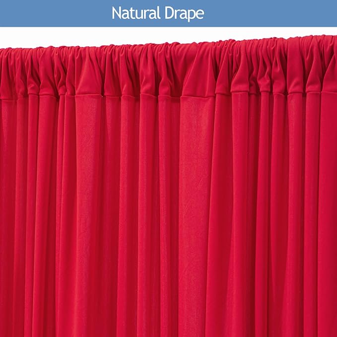 30x10ft Wrinkle Free Red Backdrop Curtain for Parties Soft Fabric Drapes Wedding Red Curtain Backdrop for Birthday Party Decorations Background for Photography 5x10ft, 6 Panels
