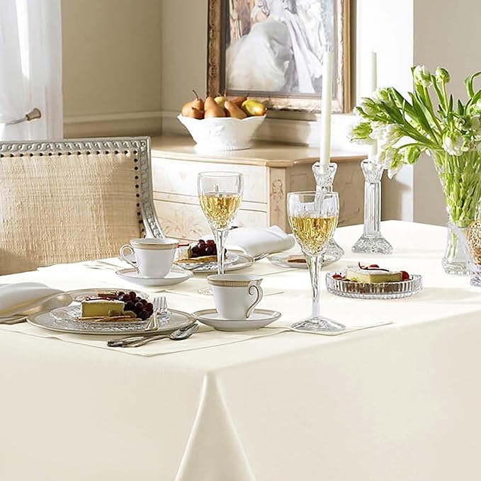 Fitable Ivory Rectangle Tablecloths for 6 Foot Tables, 6 Pack - 70 x 108 Inches - Stain Resistant and Washable Table Clothes, Polyester Fabric Table Covers for Wedding, Party, Banquet, Buffect