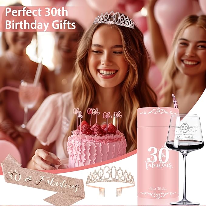 30TH Birthday Gifts for Women,her,In my 30 Year Old Birthday Decorations For Her,30&Fabulous Sash and Tiara For Women,Friends,Sister-Turning 30th Party Favor Supplies