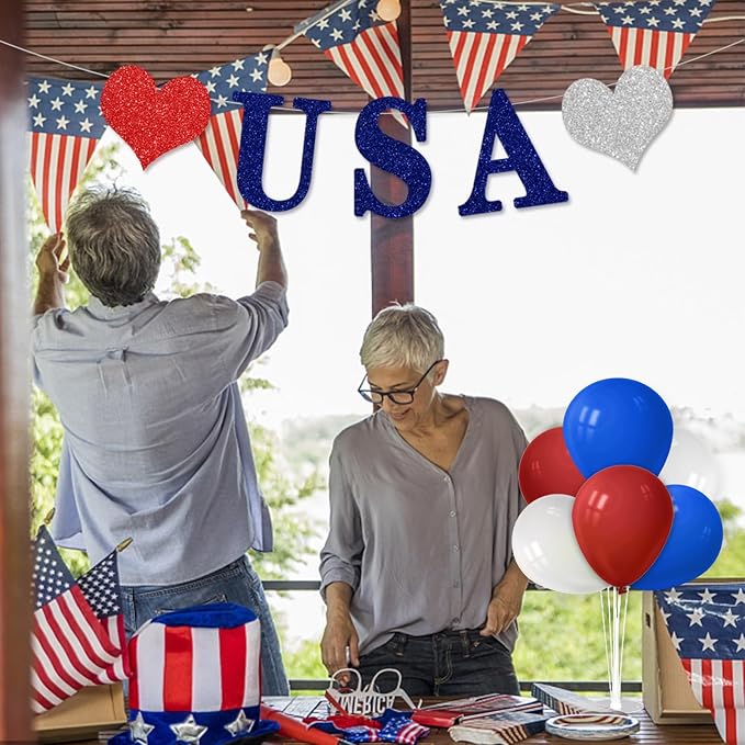 ZJDHPTY 4Set Red White and Blue Balloon Stand Patriotic Decorations | Balloon Centerpieces for 4th of July Memorial Day Labor Day Election Event Party Decor