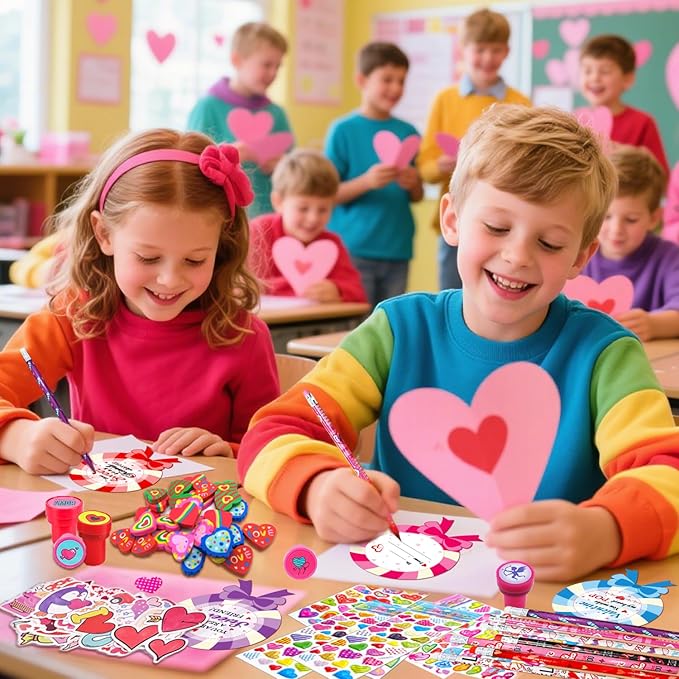 268 PCS Valentines Day Gifts for Kids Classroom Valentines Day Goodie Bag Stuffers Valentines Party Favors Bulk valentines gifts for Kids Valentines Day Gifts for School