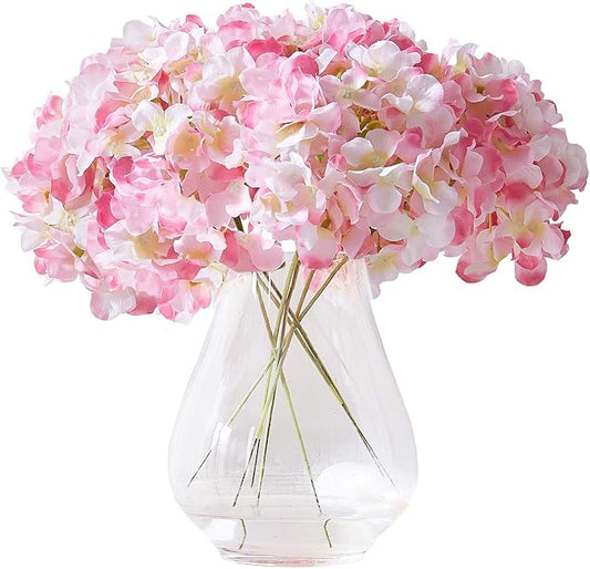 Artificial Hydrangea Flower Heads Pink 10 with Stems Hydrangea Silk Flowers Head for Wedding Centerpieces Bouquets DIY Floral Decor Home Decoration