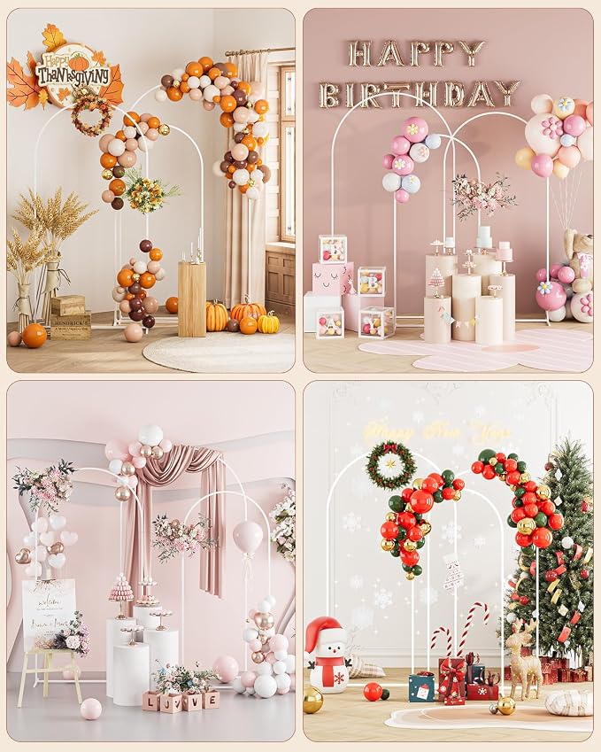 Wedding Arch, Metal Arch Backdrop Stand, Balloon Arch Stand Wedding Frame for Ceremony Decoration (White, 7.2FT, 6.6FT, 6FT Arch Backdrop)