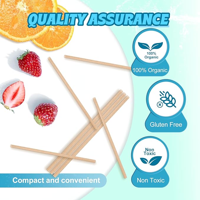 Sugarcane Straws, 100PC Biodegradable Drink Straw 7.8'' Disposable Compostable Straws for Hot Cold Drinks, Beverages, Coffee, Cocktail, Juice Home Favor, The Beach Party, Party Decoration and Supplies