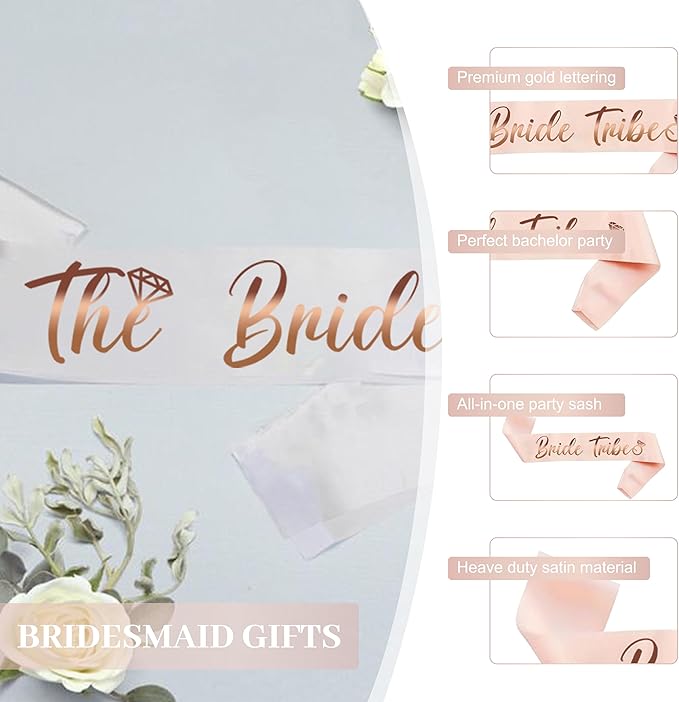 Bachelorette Sashes and Bridal Veil Set Bride Tribe Sash Bachelorette Party Favors