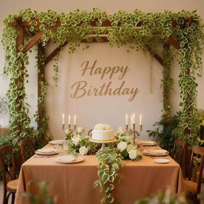 ucky Fake Vines, Eucalyptu Vines Garland, Ivy Vines, Green Artificial Wall Decor Hanging, Wedding Decoration，Flower Bouquet Decoration (2, Scindaps Vines)