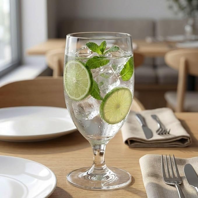 Restaurantware Voglia Nude 14 Ounce Water Goblets Set Of 6 Crystal Goblet Glasses - Laser-Cut Rim Fine-Blown Crystal Water Glasses For Weddings Anniversaries And Special Events Dishwasher-Safe
