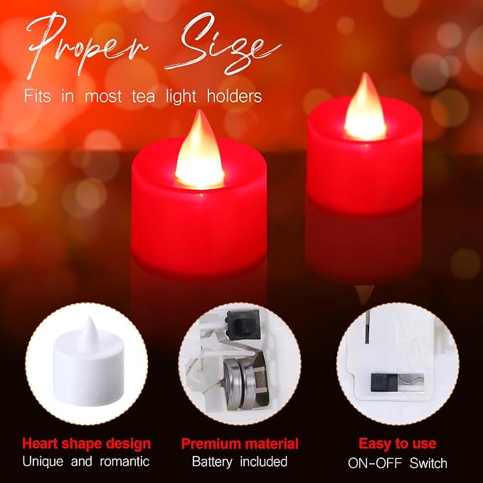 Hanaive 8000 Pcs Artificial Rose Petals with 120 Pcs Flameless LED Tea Light Candles Set Romantic Special Night Decorations for Proposal Anniversary Wedding Party Decor(Red)