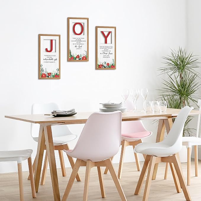IARTTOP 3Pcs Christmas Christian Wall Art Set Religious Bible Verse Wall Decor Christian Jesus Artwork Scripture Quotes Art Prints for Church Prayer Bedroom Christmas Decor 8x16 Inch