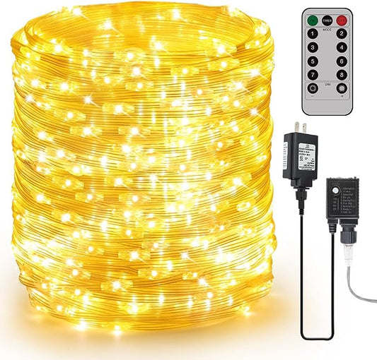 Ultra Long LED String Lights - 328ft 1000LEDs 8 Modes Dimmable Fairy Lights, Waterproof UL Listed Plug Copper Wire with Clear Casing and Remote Control for Room, Patio, Wedding, Party (Upgraded)