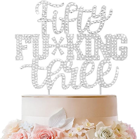 LINGTEER Happy 53rd Birthday Funny Silver Rhinestone Cake Topper - Cheers to 53 Years Old,Happy 53rd Birthday Cake Centerpieces Topper Decorations Gift Sign.