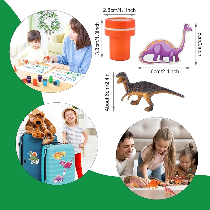 Hungdao 178 Pcs Dinosaur Birthday Party Favors for 16 Kids with Dinosaur Keychain Sticker Stamp Ring Slap Bracelet Tattoo Sticker Gift Bag Tag for Boys and Girls Party Carnival Gift Fillers