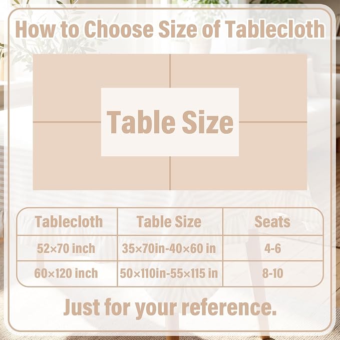Boao Cotton 52 x 70 Inch Farmhouse Ruffle Tablecloth Beige White Striped Flounces Trim Table Cover for Rectangle Table Kitchen Party Wedding Decor