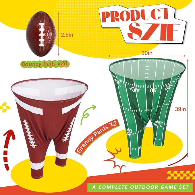 Granny Pants Yard Game, Baseball Soccer Game Outdoor Party Toss with 2.5 Inch Durable High-Bounce Balls, No Inflation Needed, Wind-Resistant for Backyard, Family Reunion & Easter