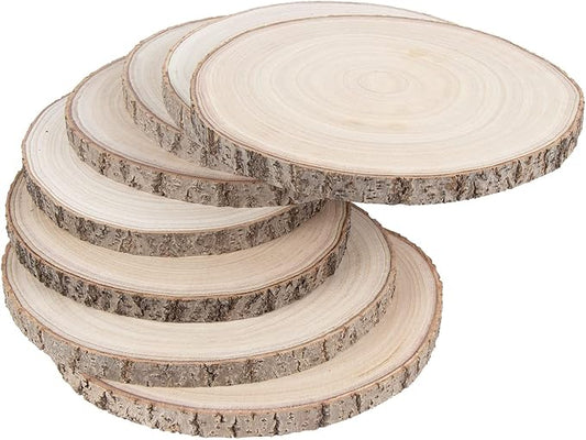 Maputune 8 Pcs 10-11 in Large Unfinished Wood Slices for Centerpieces, Natural Rustic Wooden Plate for DIY Craft, Round Wood Chips for Signage Painting Wedding Party Christmas Decor