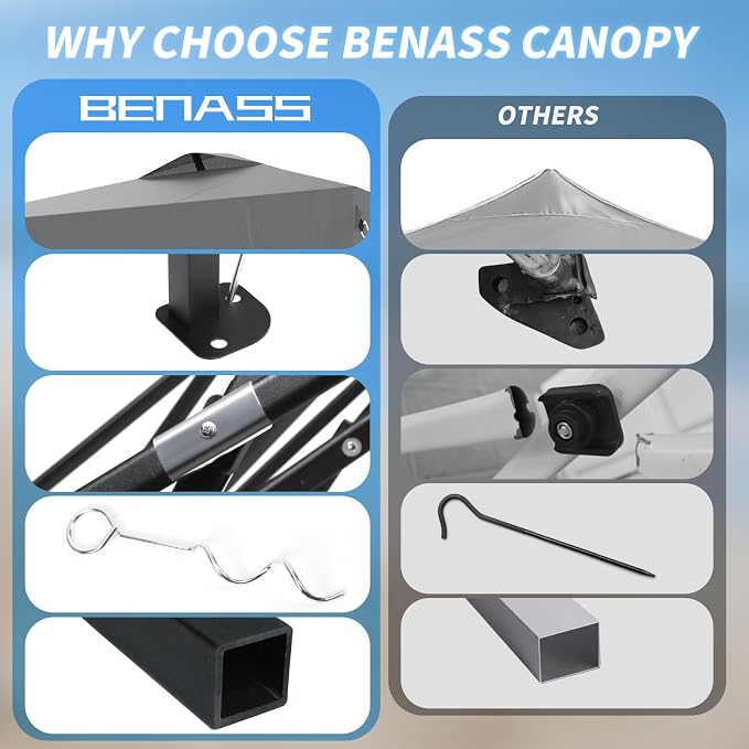 10x10 Pop Up Canopy, Easy Up Canopy Tent, Heavy Duty Tents for Parties, One Person Easy Set Up Event Tent, Light Gray