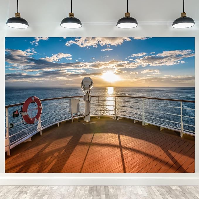 5x3ft Cruise Ship Backdrop Cruise Theme Party Decorations Nautical Banner Photo Booth Props for Birthday Decorations Wedding Party Supplies