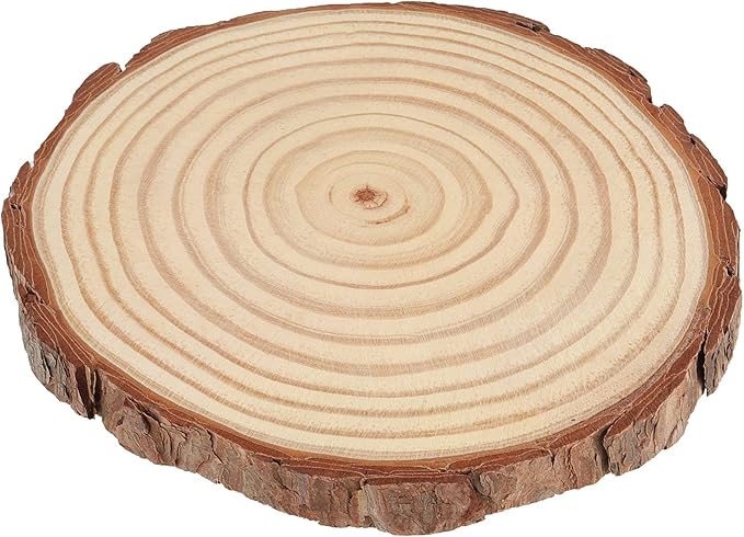 HAKZEON 14 PCS 6-7 Inches Natural Wood Slices, 3/5 Inches Thick Wood Rounds with Bark, Unfinished Wooden Discs for Crafts Rustic Wedding Ornaments, DIY Arts Christmas Home Decor