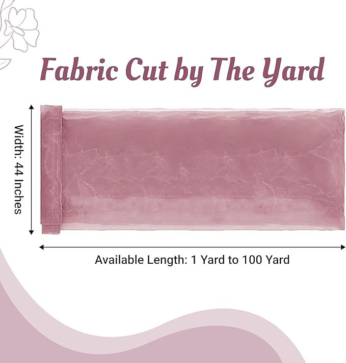 MDS Pack of 25 Yard Sheer Organza Fabric for Wedding Party Home Event Banquet Decorations, Backdrop Curtain Craft Dress Sewing Fashion DIY Crystal Organza Tulle Fabric Bolt 44” Wide - Blush Pink