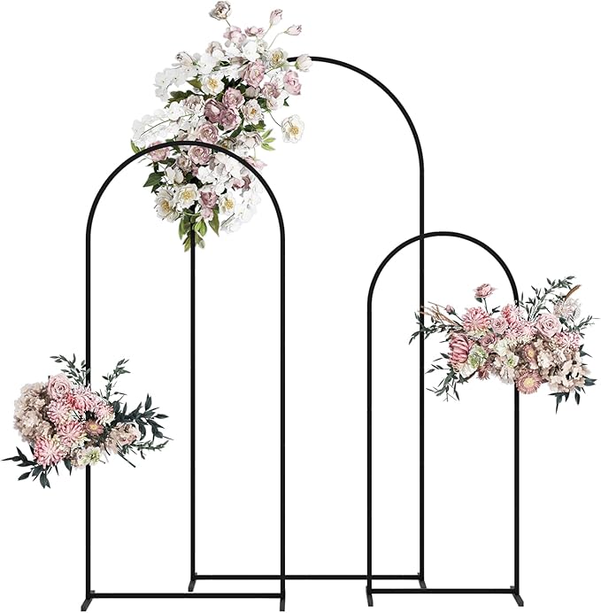 Wedding Arch, Metal Arch Backdrop Stand, Balloon Arch Stand Wedding Frame for Ceremony Decoration (Black, 6FT, 5FT, 4FT Arch Backdrop)