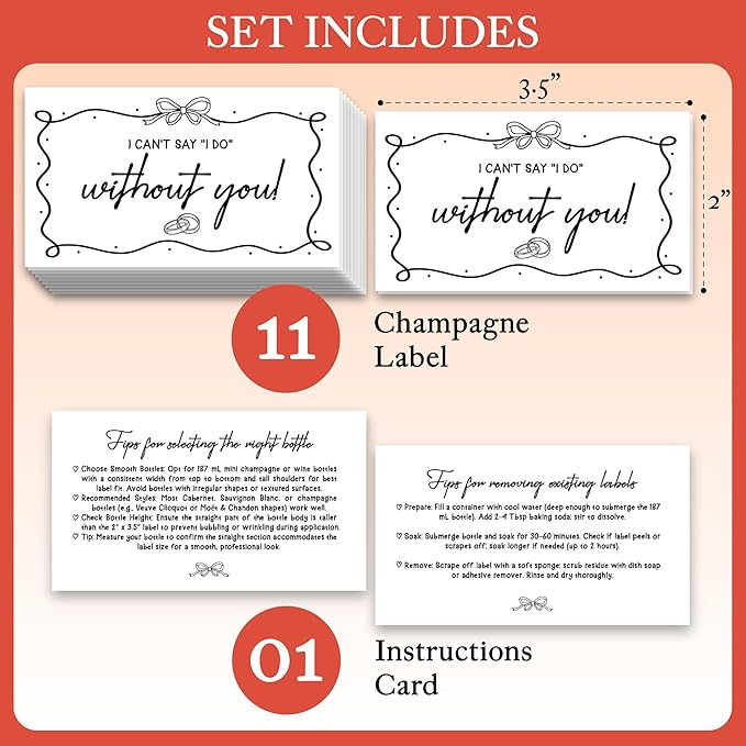 Stofinity 11 Will You Be My Bridesmaid Stickers Mini Champagne Labels - I Can't Say I Do Without You Bridesmaid Proposal Ideas, Maid of Honor and Matron of Honor Proposal Bottle Label