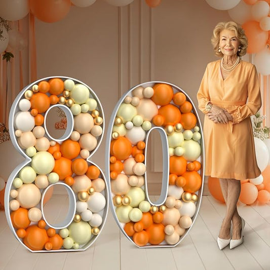 Mosaic Numbers for Balloons 4FT: Large 80th Birthday Decorations Balloon Mosaic Number Frame Marquee Number 80 Anniversary Party Decor Cardboard Numbers