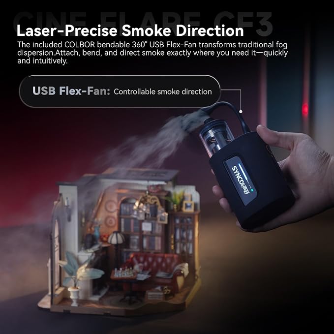 COLBOR CF3 Fog Machine 30W Portable Fog Machine Mini Fogger for Photography with 60° Tilt-Protection for Outdoor Party Cosplay Halloween Rechargeable Smoke Machine Fog