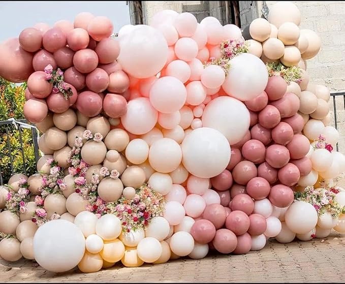 Dusty Pink Balloon Arch, Double Stuffed Blush Nude Brown Balloon Garland Kit Boho Pink Beige Rose Gold Balloons for Mom Neutral Birthday Baby Shower Wedding Bridal Shower Baby in Bloom Party Decor