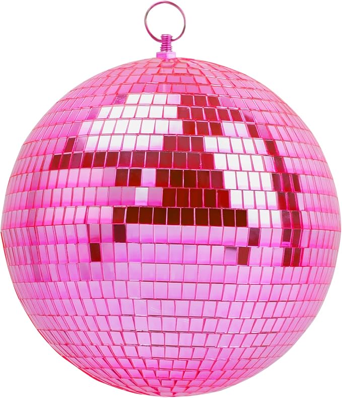 8 Inch Pink Disco Ball, Mirror Ball for Disco Parties, DJ Stage, Wedding, Home Decor