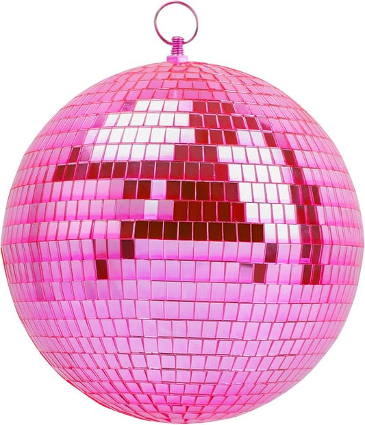 8 Inch Pink Disco Ball, Mirror Ball for Disco Parties, DJ Stage, Wedding, Home Decor