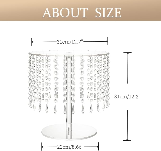 Cake Stands for Party, Clear Acrylic Cake Stand for Dessert Table, 12.2in Round Crystal Cake and Cupcake Stand for Wedding Birthday Party Event Decorations