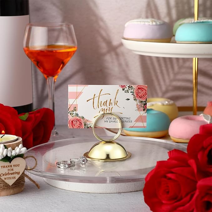 MorningRo 24 Pcs Wedding Table Place Card Holders Metal Table Number Holders Stand Sign Tabletop Menu Stands Sign for Wedding Christmas Restaurant Banquet(Gold)