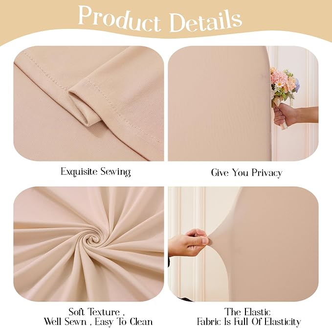 Nude Arch Cover 7.2FT 6FT Set of 2 Wedding Arch Backdrop Covers Stretchy Spandex Back Drop Covers for Birthday Party Decor Baby Shower Photo Booth Girls Bridal Banquet Balloon Arch Background