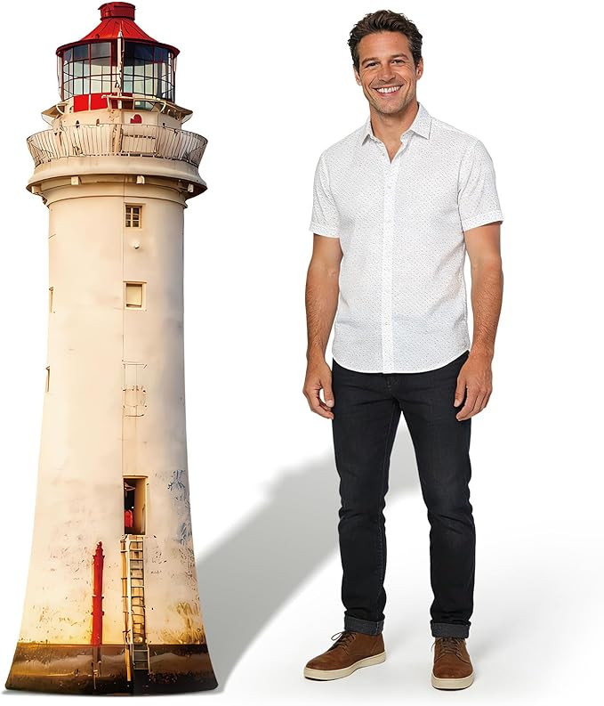 5.6 Ft Lighthouse Cardboard Cutout Life Size Coastal Nautical Standee Lighthouse Stand Up Backdrop Props for Beach Theme Party Events Photo Booth Classroom Indoor Outdoor Decoration
