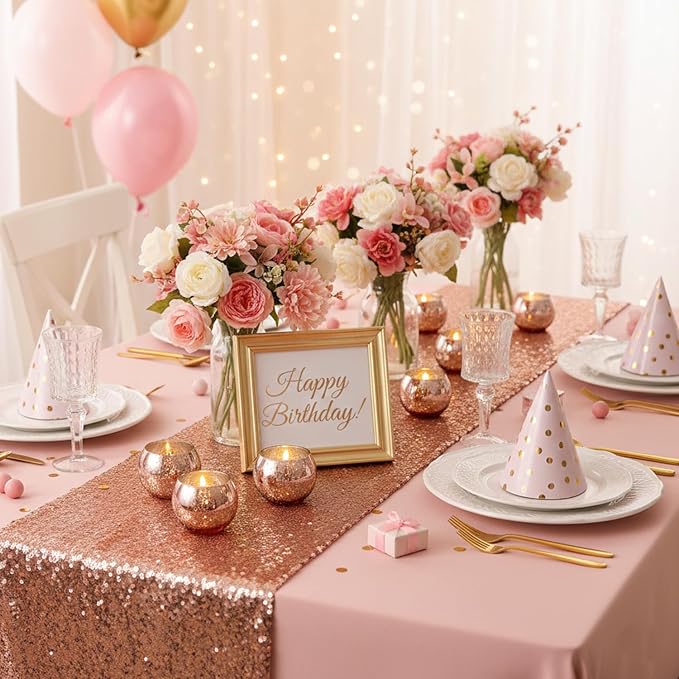 12 Pcs Rose Gold Candle Holders-Rose Gold centerpieces for Birthday Party, Wedding, Bridal Shower, Sweet 16. Mother's Day Brunch Table Decorations